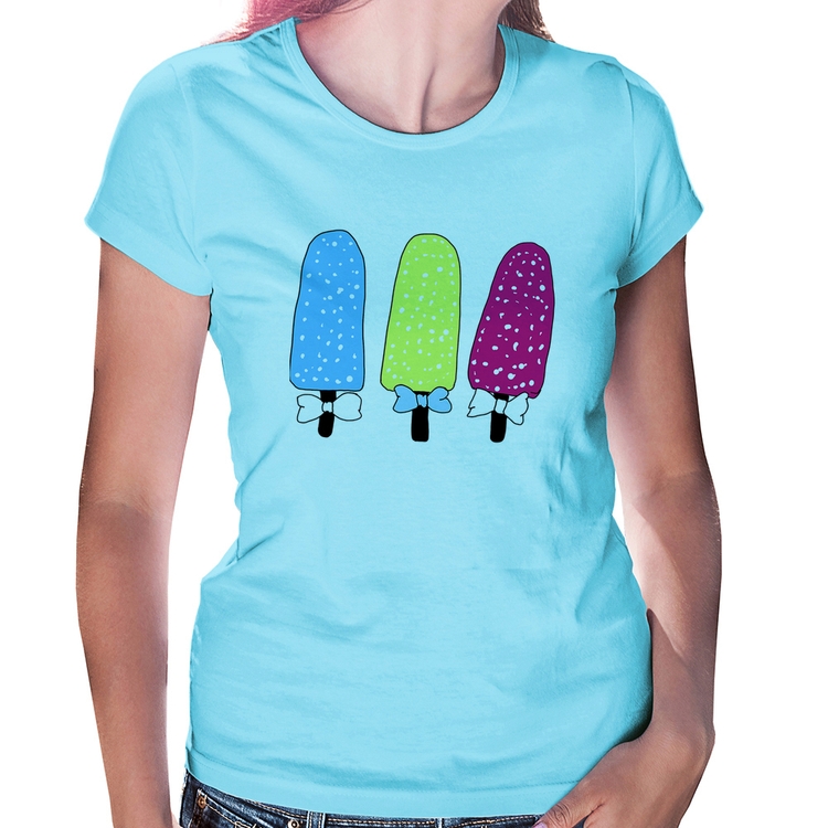 Baby Look Colorfull Icecreams - Azul Bebê