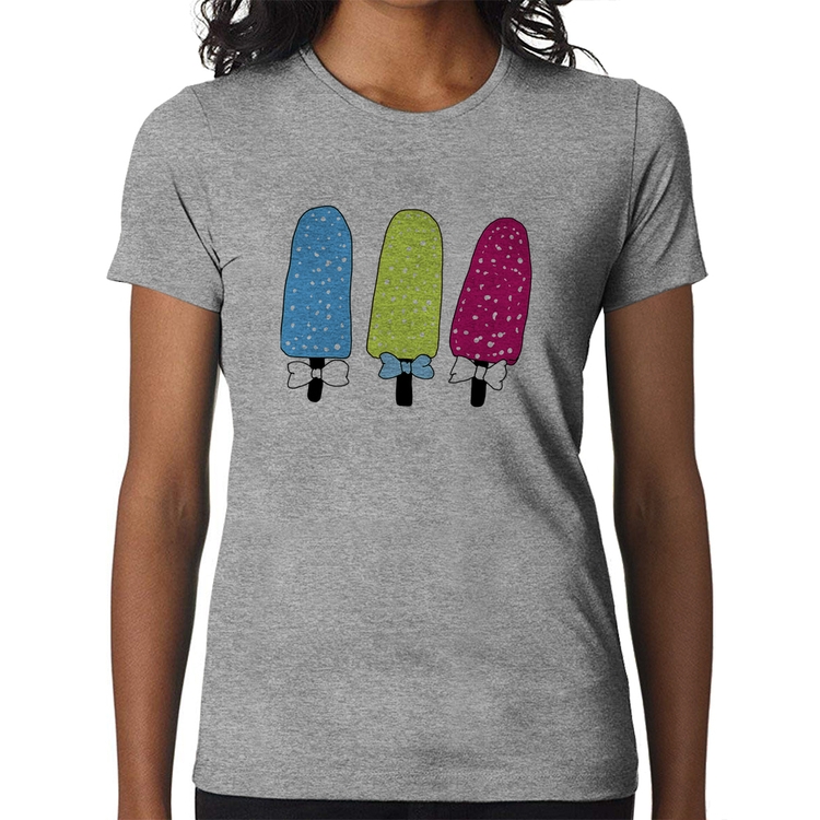 Baby Look Colorfull Icecreams - Cinza