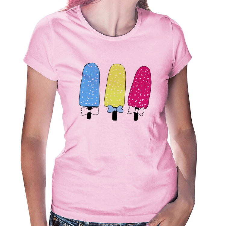 Baby Look Colorfull Icecreams - Rosa Bebê