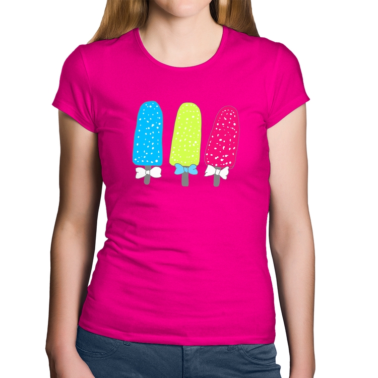 Baby Look Algodão Colorfull Icecreams - Rosa