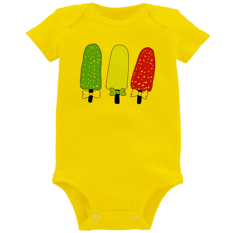 Body Bebê Colorfull Icecreams - Amarelo