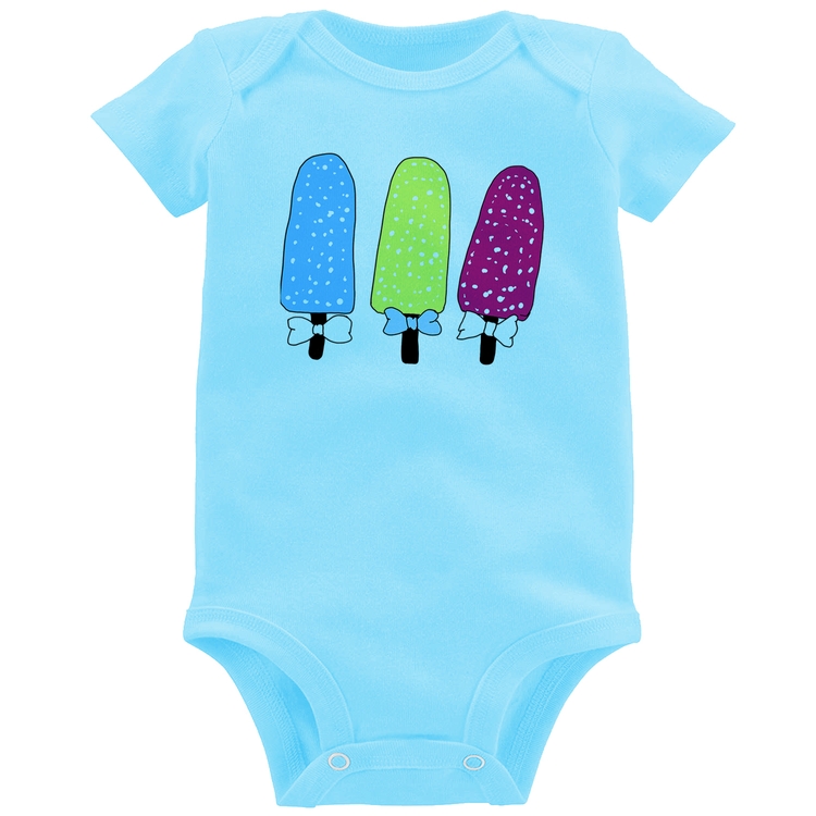 Body Bebê Colorfull Icecreams - Azul Bebê