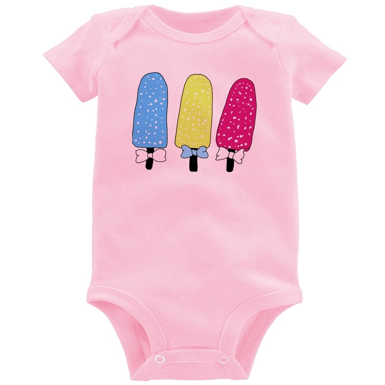 Body Bebê Colorfull Icecreams - Rosa Bebê