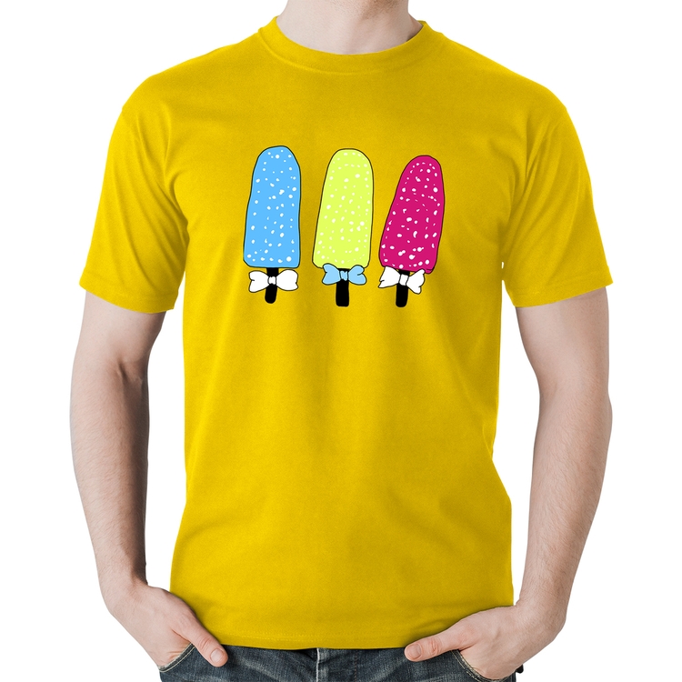 Camiseta Algodão Colorfull Icecreams - Amarela