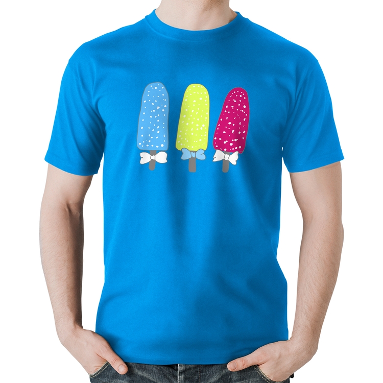 Camiseta Algodão Colorfull Icecreams - Azul