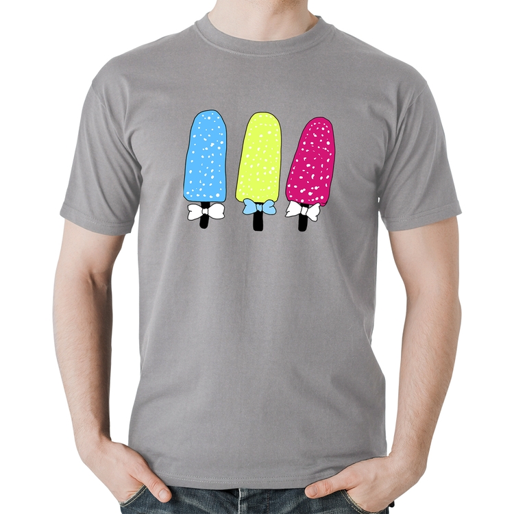 Camiseta Algodão Colorfull Icecreams - Cinza