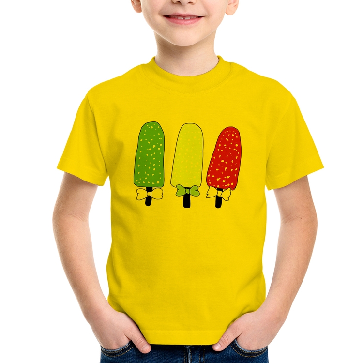 Camiseta Infantil Colorfull Icecreams - Amarela
