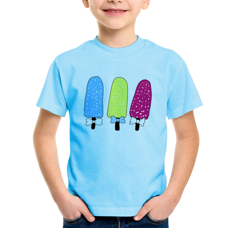 Camiseta Infantil Colorfull Icecreams - Azul Bebê