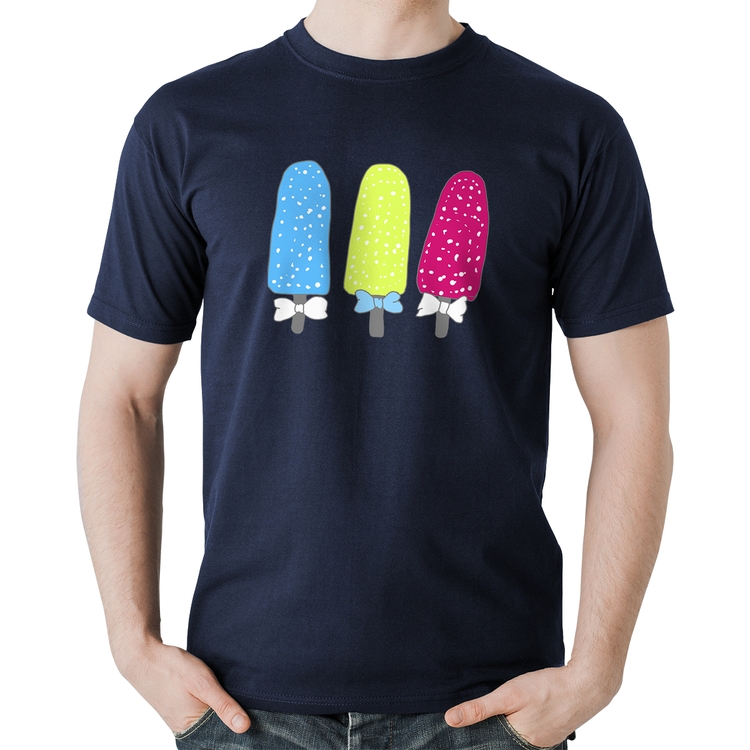 Camiseta Algodão Colorfull Icecreams - Marinho