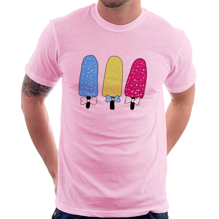 Camiseta Colorfull Icecreams - Rosa Bebê