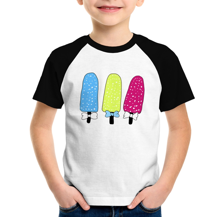 Camiseta Raglan Infantil Colorfull Icecreams