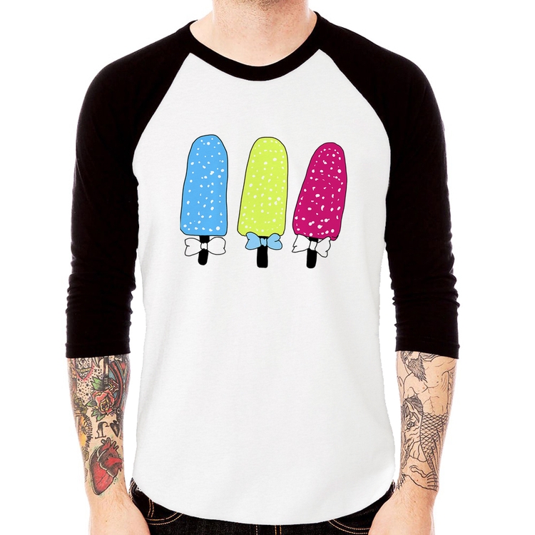 Camiseta Raglan Colorfull Icecreams Manga 3/4