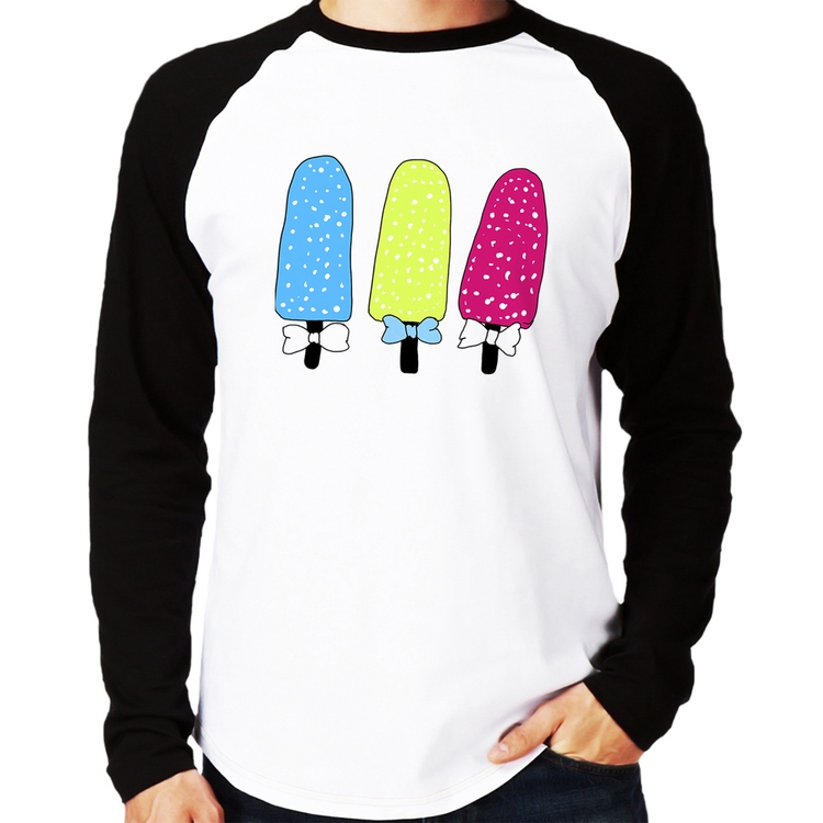 Camiseta Raglan Colorfull Icecreams Manga Longa