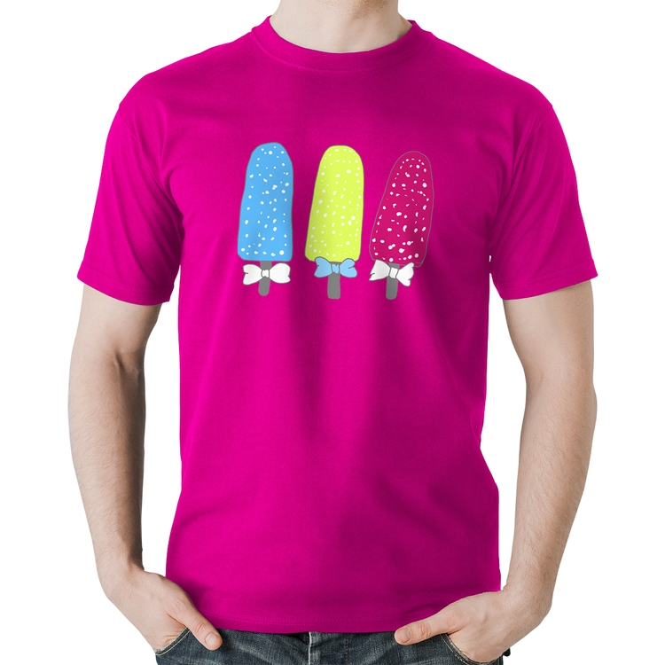 Camiseta Algodão Colorfull Icecreams - Rosa