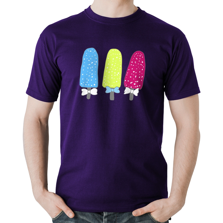 Camiseta Algodão Colorfull Icecreams - Roxa