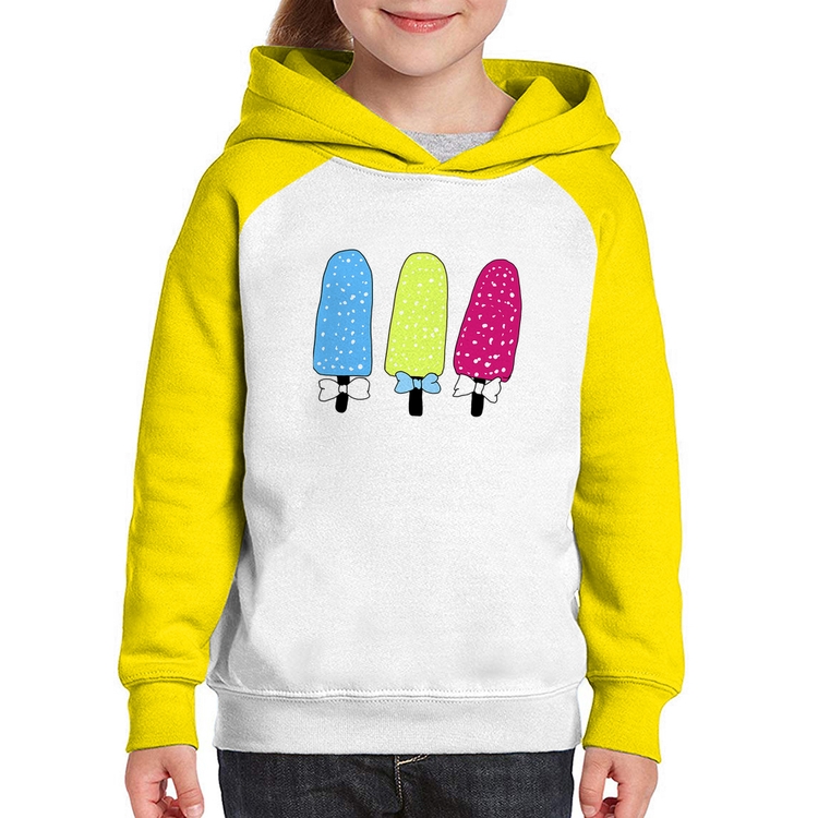 Moletom Infantil Colorfull Icecreams - Branco/Amarelo
