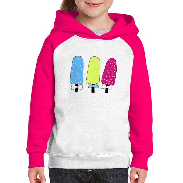 Moletom Infantil Colorfull Icecreams - Branco/Rosa