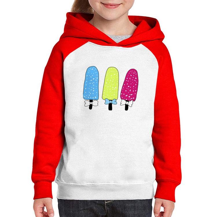 Moletom Infantil Colorfull Icecreams - Branco/Vermelho