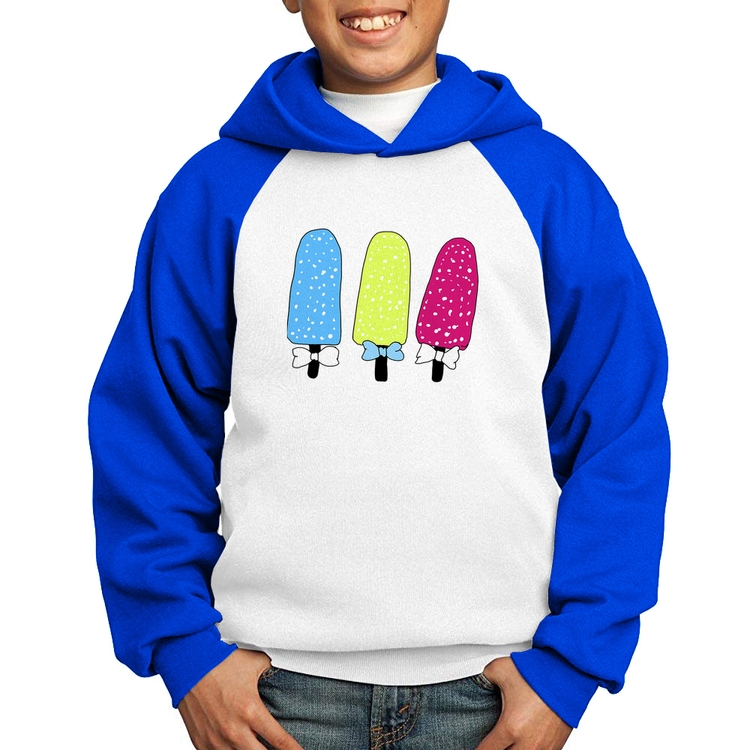 Moletom Infantil Colorfull Icecreams - Branco/Azul