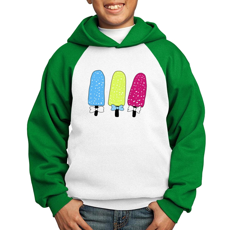 Moletom Infantil Colorfull Icecreams - Branco/Verde