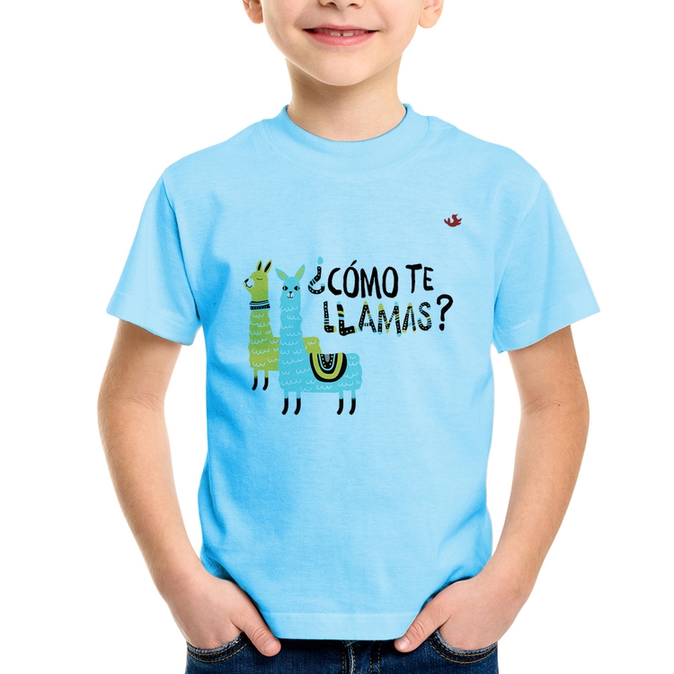 Camiseta Infantil ¿Como te llamas? - Azul Bebê