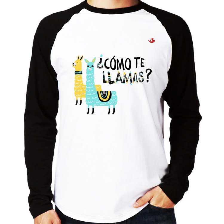 Camiseta Raglan ¿Como te llamas? Manga Longa