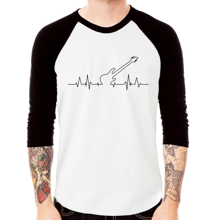 Camiseta Raglan Contra Baixo Batimentos Cardíacos Manga 3/4