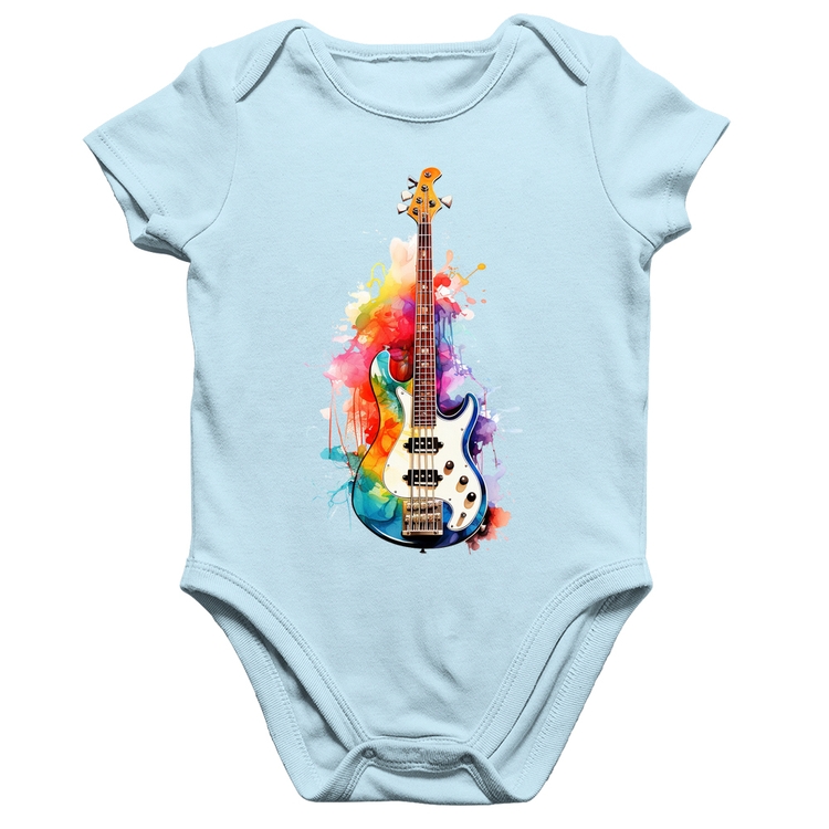 Body Bebê Algodão Contra Baixo Watercolor - Azul Bebê