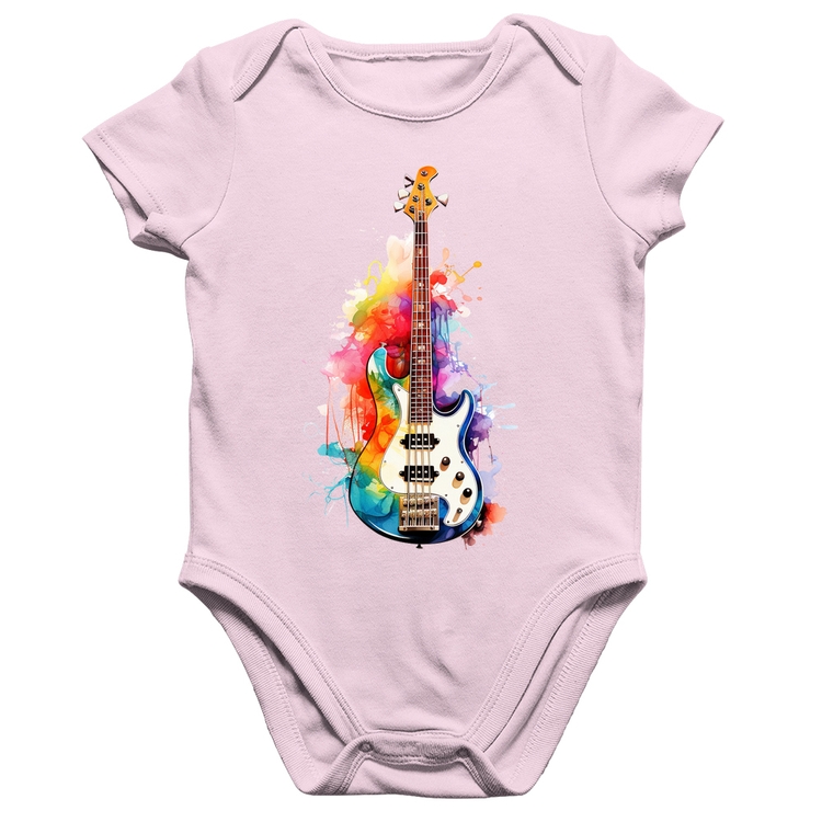 Body Bebê Algodão Contra Baixo Watercolor - Rosa Bebê