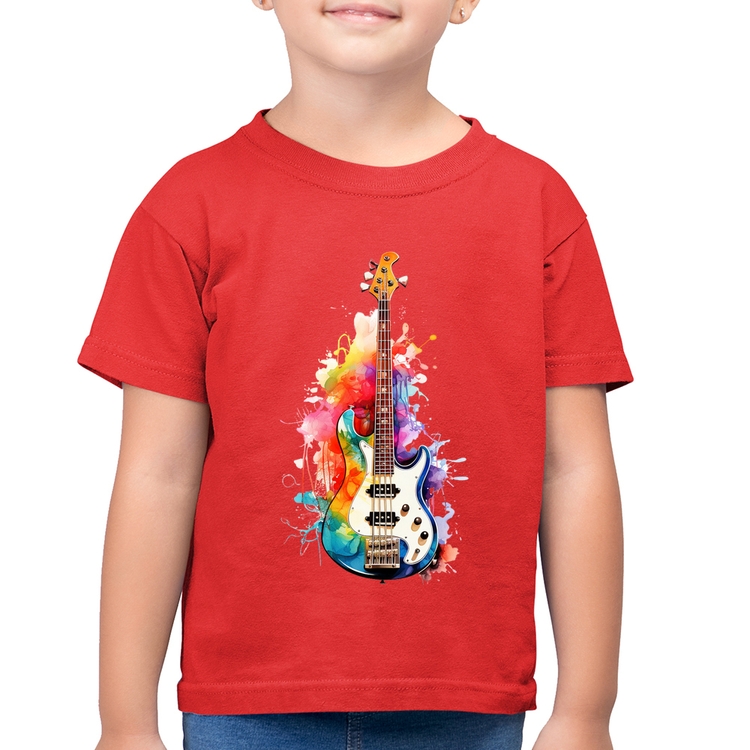 Camiseta Algodão Infantil Contra Baixo Watercolor - Vermelha