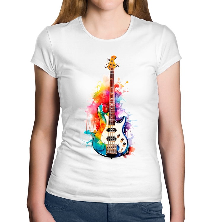 Baby Look Algodão Contra Baixo Watercolor - Branca