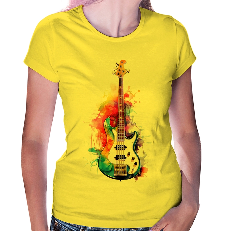 Baby Look Contra Baixo Watercolor - Amarela