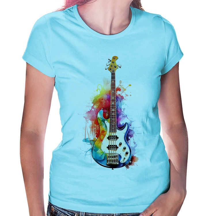 Baby Look Contra Baixo Watercolor - Azul Bebê