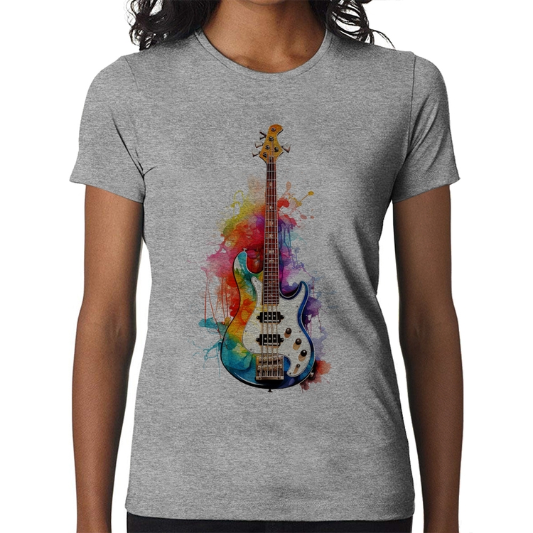 Baby Look Contra Baixo Watercolor - Cinza