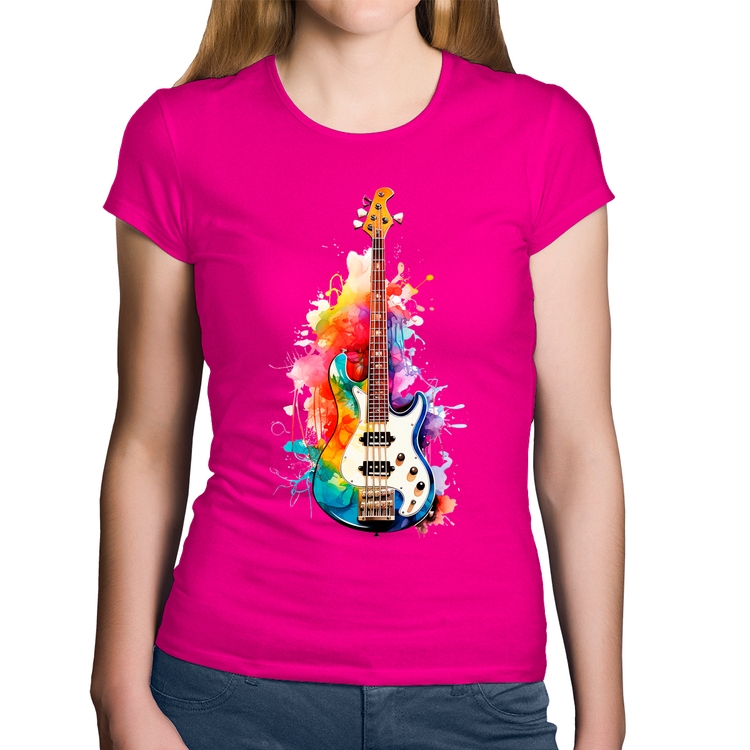 Baby Look Algodão Contra Baixo Watercolor - Rosa