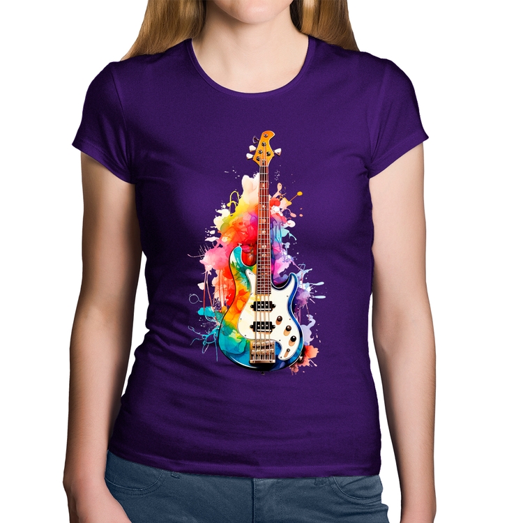 Baby Look Algodão Contra Baixo Watercolor - Roxa