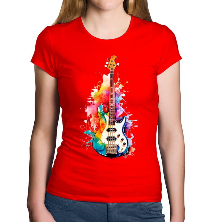 Baby Look Algodão Contra Baixo Watercolor - Vermelha