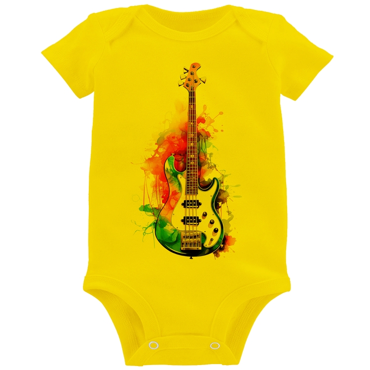 Body Bebê Contra Baixo Watercolor - Amarelo