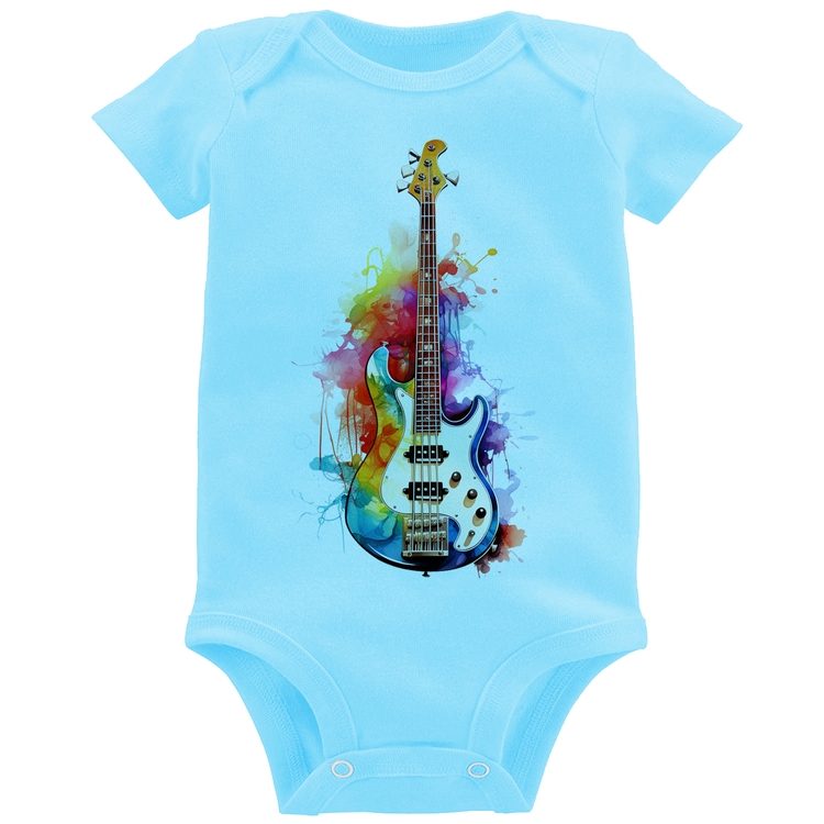 Body Bebê Contra Baixo Watercolor - Azul Bebê