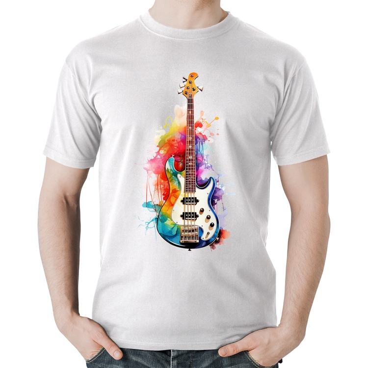 Camiseta Algodão Contra Baixo Watercolor - Branca