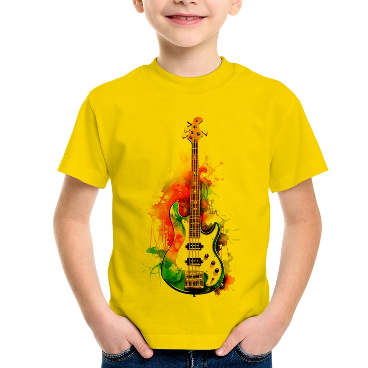Camiseta Infantil Contra Baixo Watercolor - Amarela