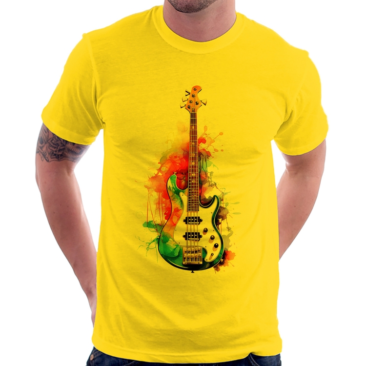 Camiseta Contra Baixo Watercolor - Amarela