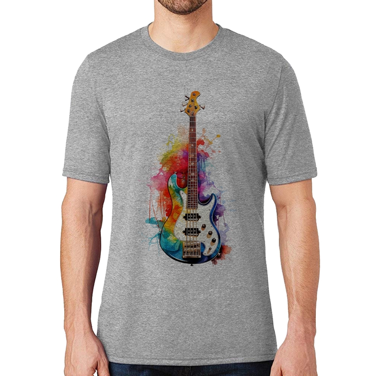 Camiseta Contra Baixo Watercolor - Cinza