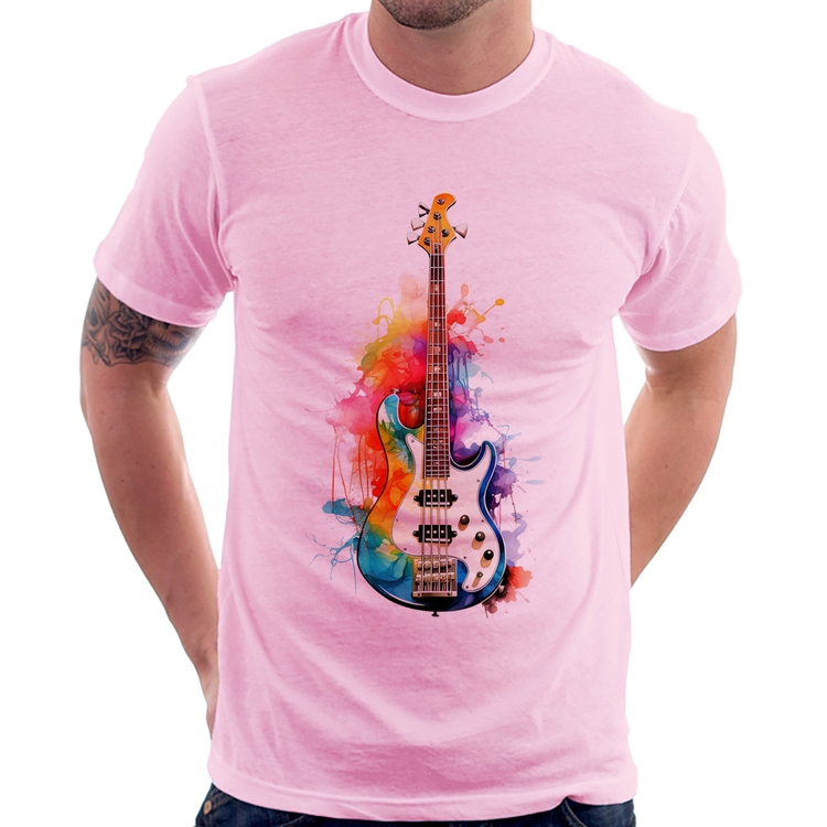 Camiseta Contra Baixo Watercolor - Rosa Bebê