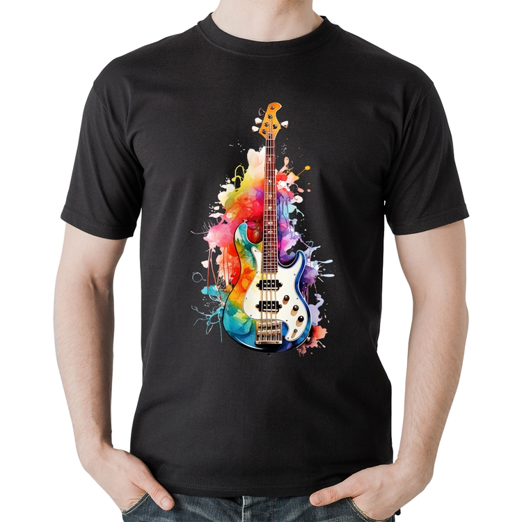 Camiseta Algodão Contra Baixo Watercolor