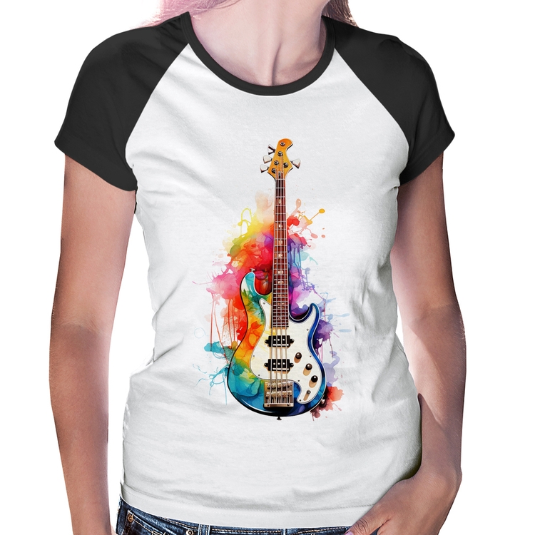 Baby Look Raglan Contra Baixo Watercolor