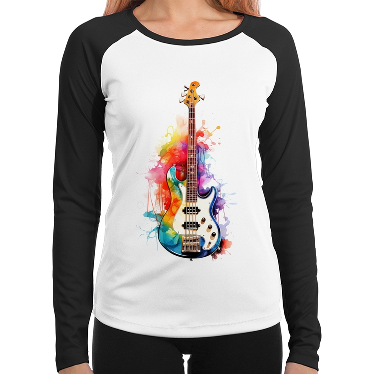Baby Look Raglan Contra Baixo Watercolor Manga Longa