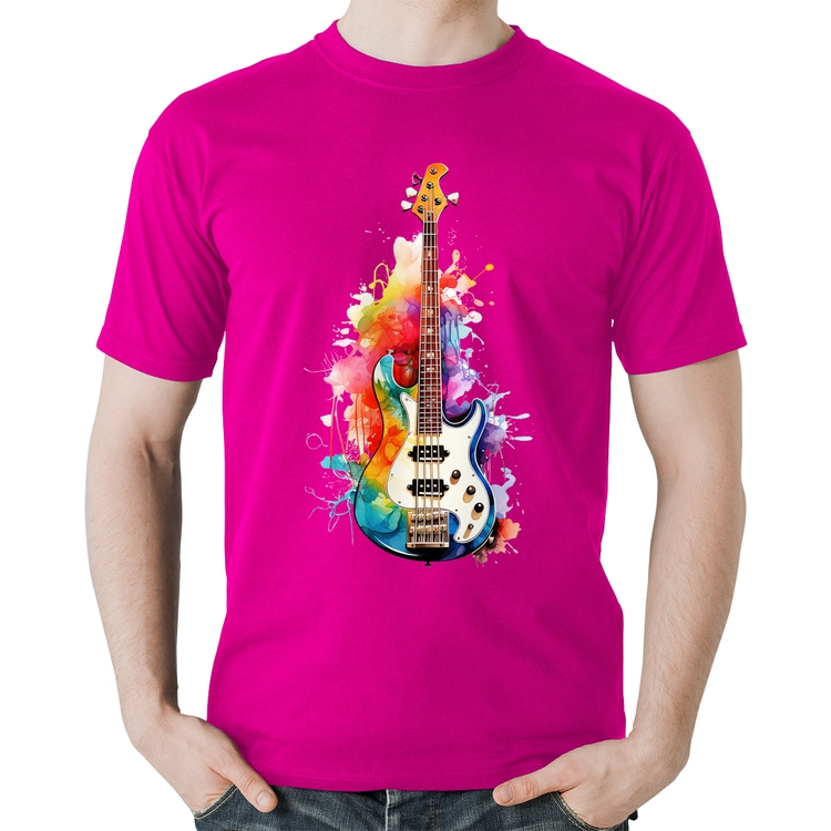 Camiseta Algodão Contra Baixo Watercolor - Rosa