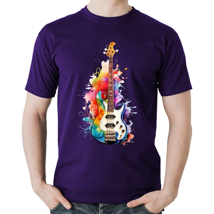 Camiseta Algodão Contra Baixo Watercolor - Roxa