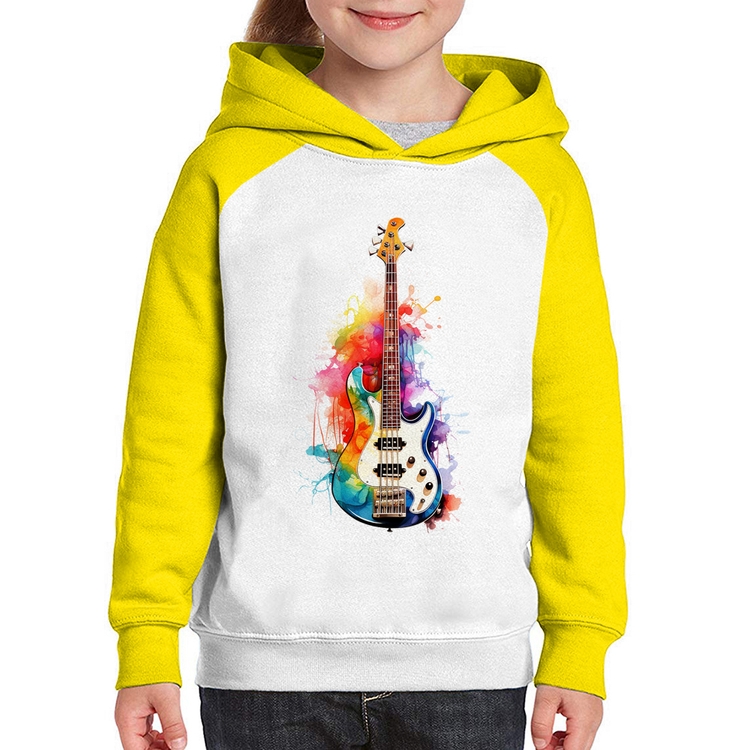 Moletom Infantil Contra Baixo Watercolor - Branco/Amarelo